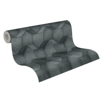 papel pintado hormigón gris carbón y negro de Livingwalls